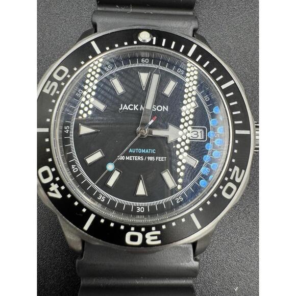 Jack Mason JM-D113-003 Automatic Watch Black 300 Meters Rare 30 ATM Sapphire Cry - Picture 9 of 9